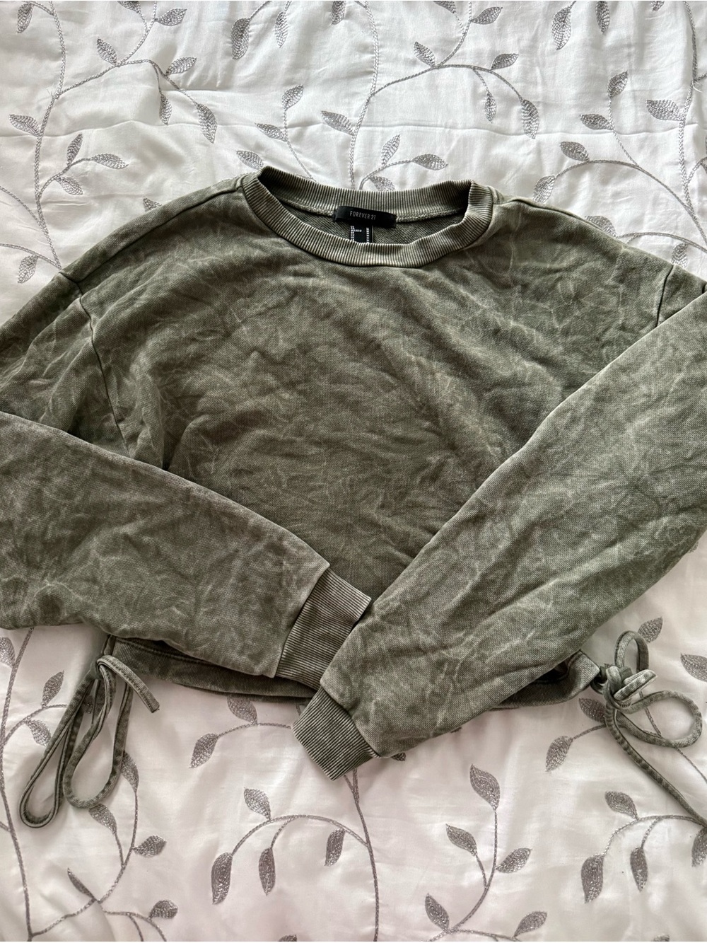 Forever 21 Olive Green Drawstring Hem Pullover